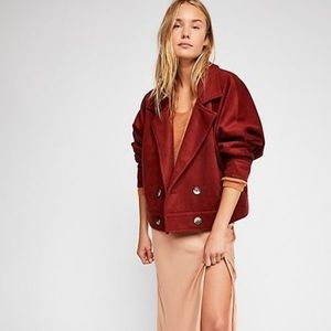 Free People Bella Dolman Wool Coat in Terra Cotta